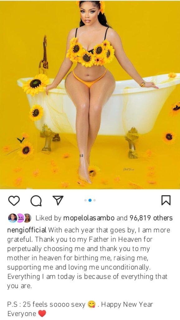 Nengi marks 25th birthday with steamy bathtub photos, AS Ifu Ennada get roasted.